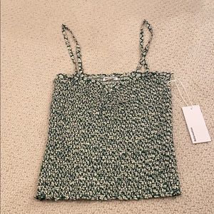 Green and White floral Reformation tank top